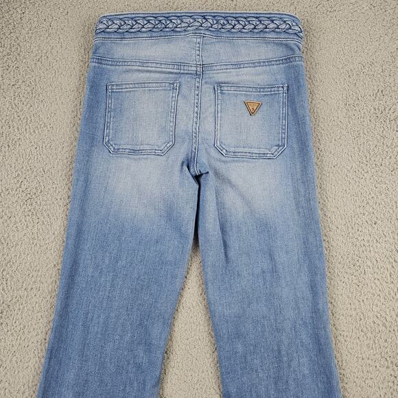 Guess Jeans Womens 23 Flare Braided Waistband Boho Stretch Denim Pants - Picture 4 of 9